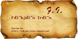 Fábján Irén névjegykártya